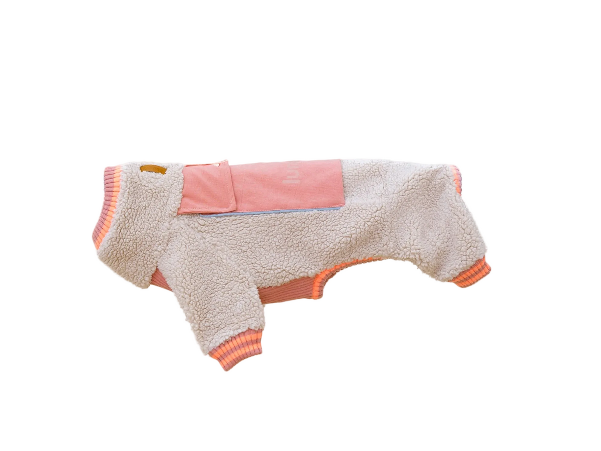 lumiies® Sport Racer Hundeoverall aus Teddy-Sherpa-Fleece Royal Rosewood