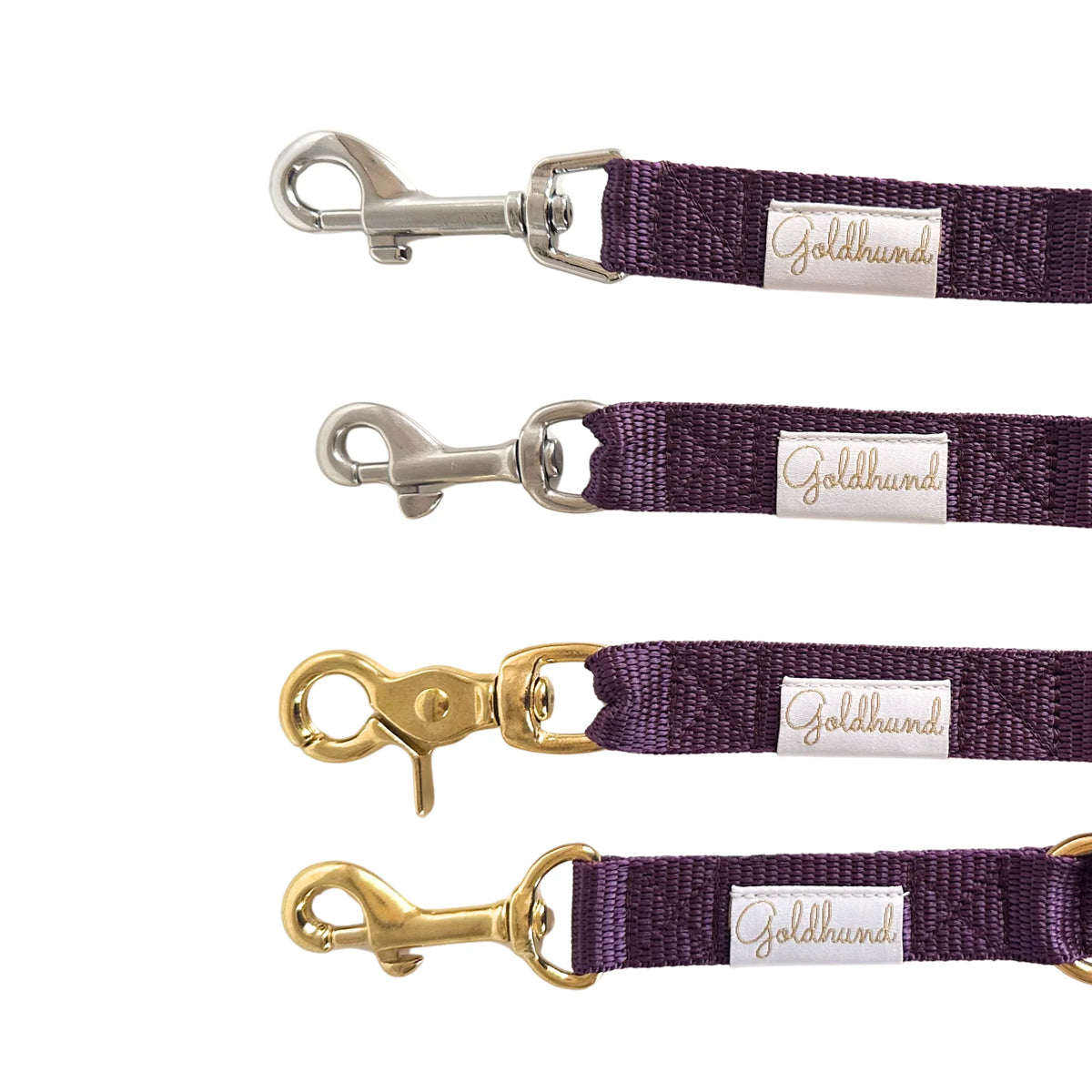 Goldhund Gurtbandleine Dark Plum Silber