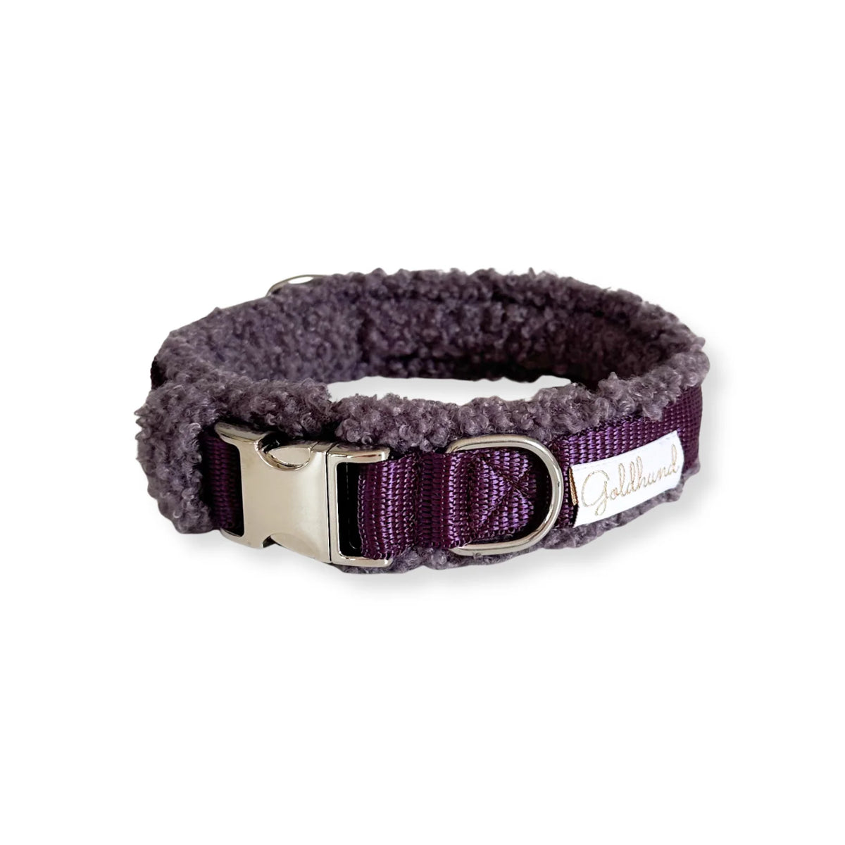 Goldhund Hundehalsband Teddy Dark Plum Silber