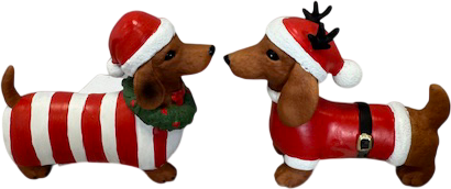 Weihnachts Dackel Set (2 Stück) Poly mit Mütze 12 cm