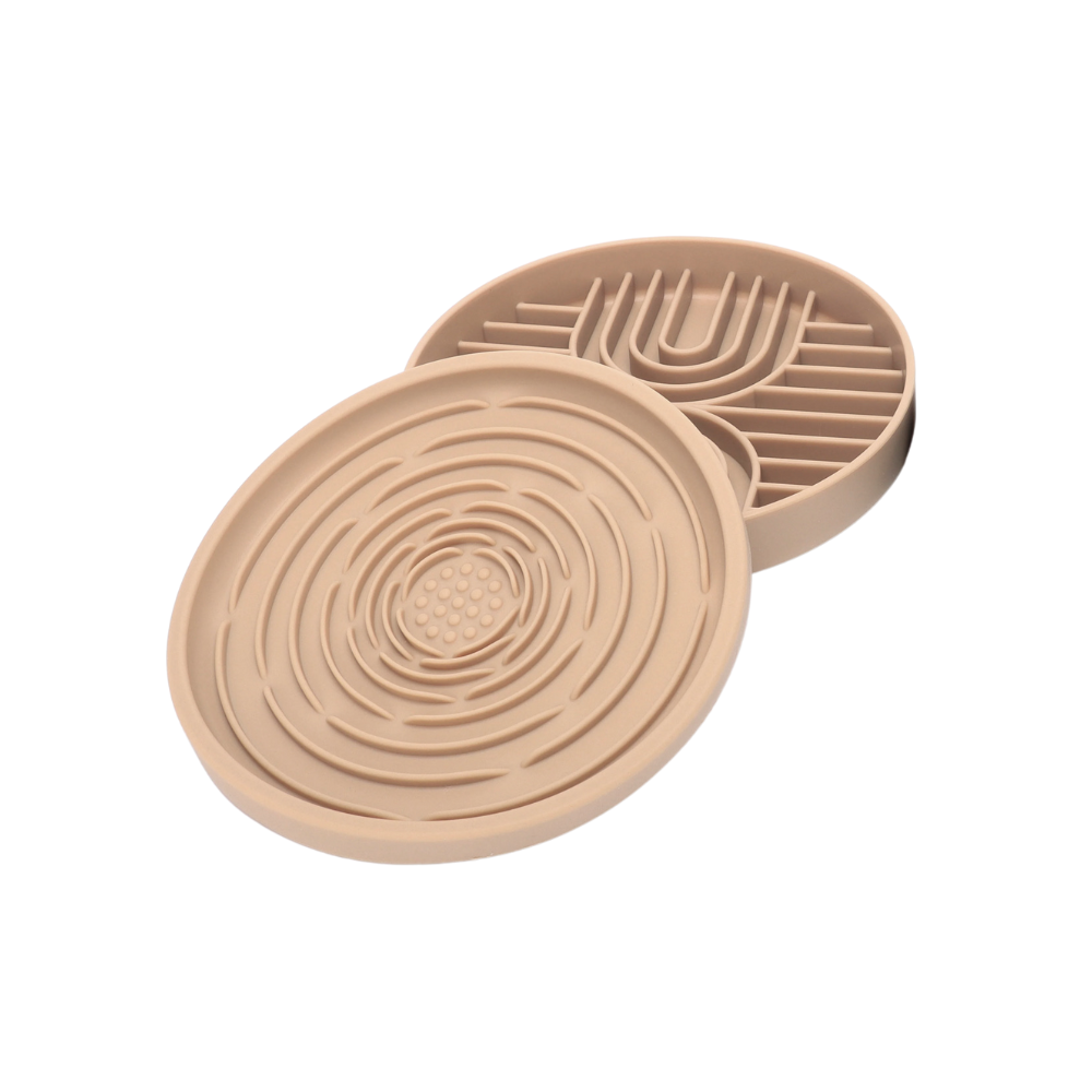 2er-Set Slow Feeder Bowl mit Schleckmatten Aufsatz EARTH Nude - LOVIN'DOG