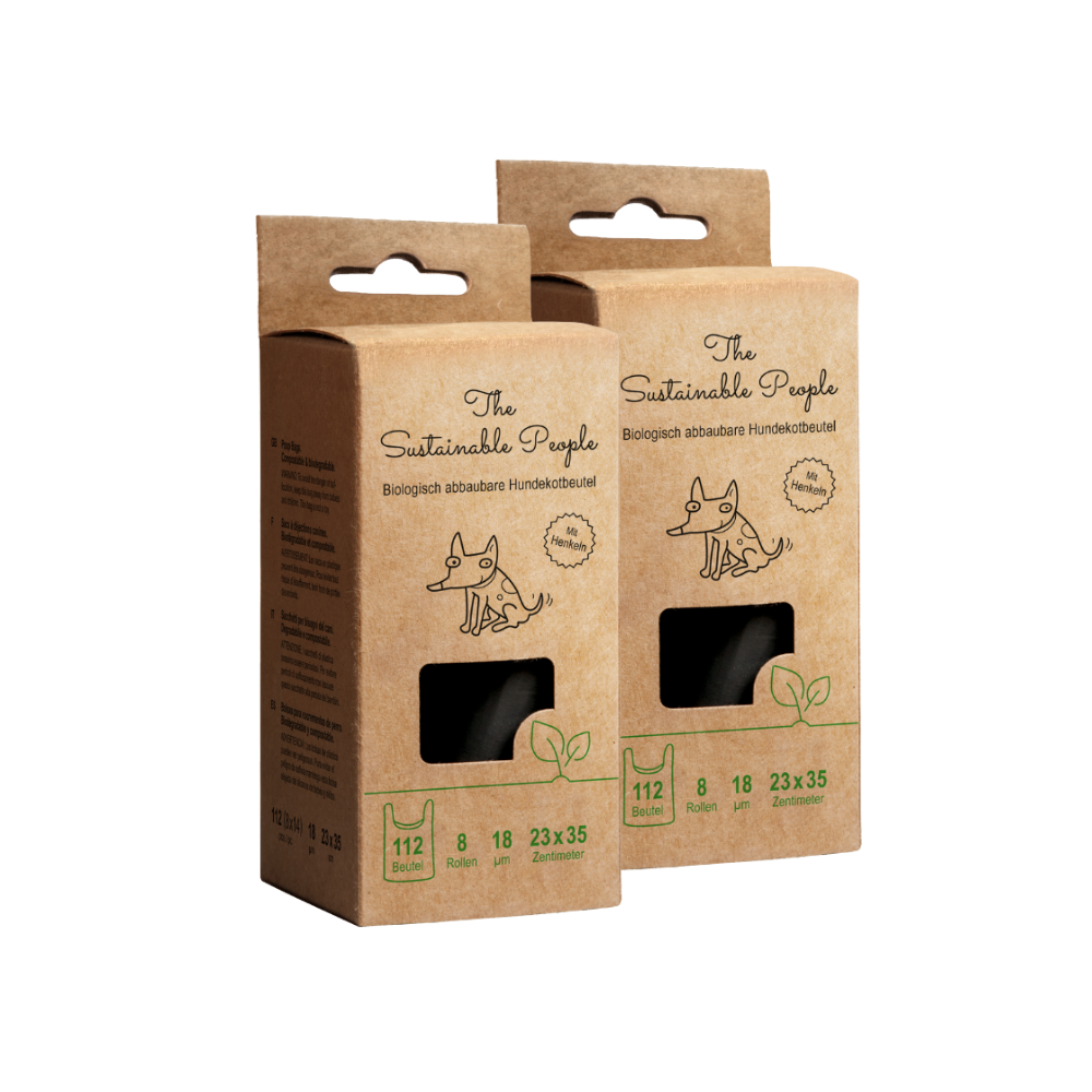 2er Pack Biologisch abbaubare Hundekotbeutel mit Henkel - The Sustainable People
