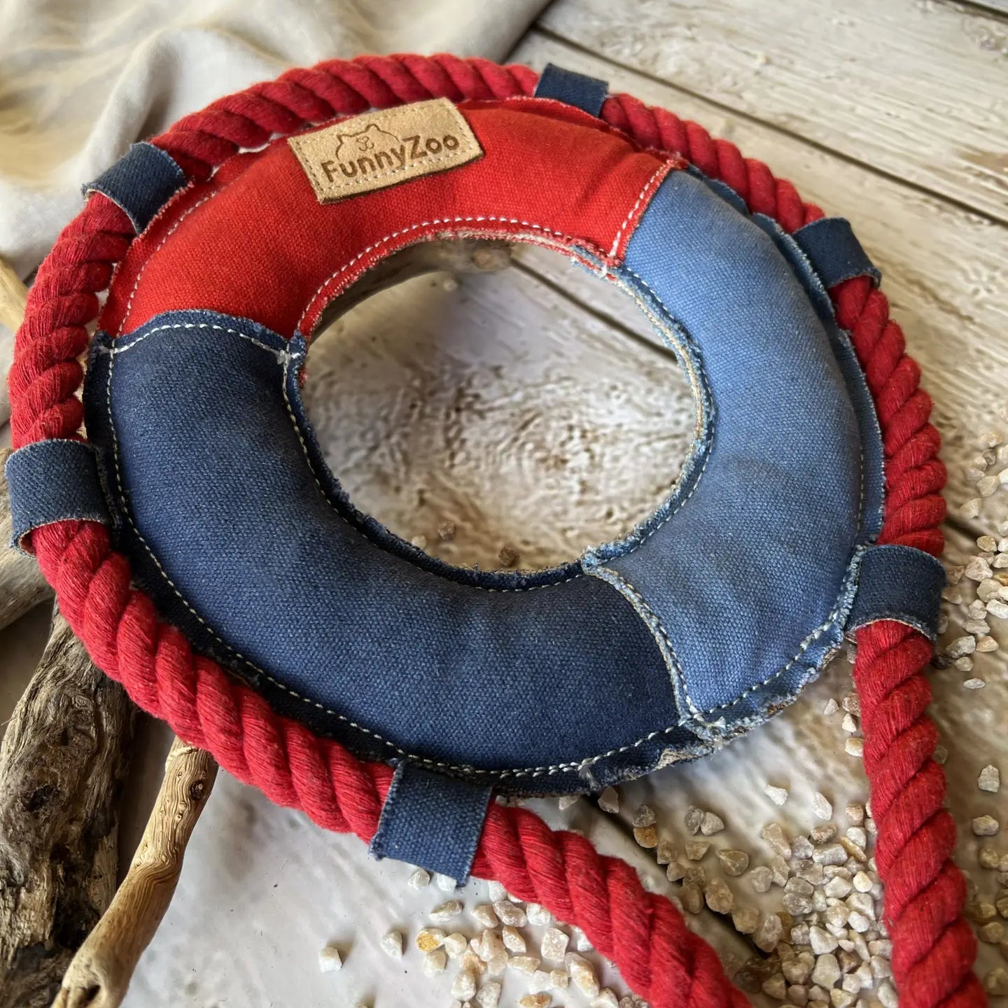 Hundespielzeug Rettungsring aus robustem Baumwoll-Canvas mit Kokosfaser