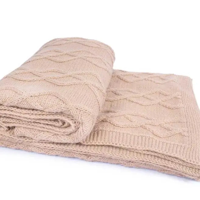 Strickdecke aus Alpaka Natur Beige