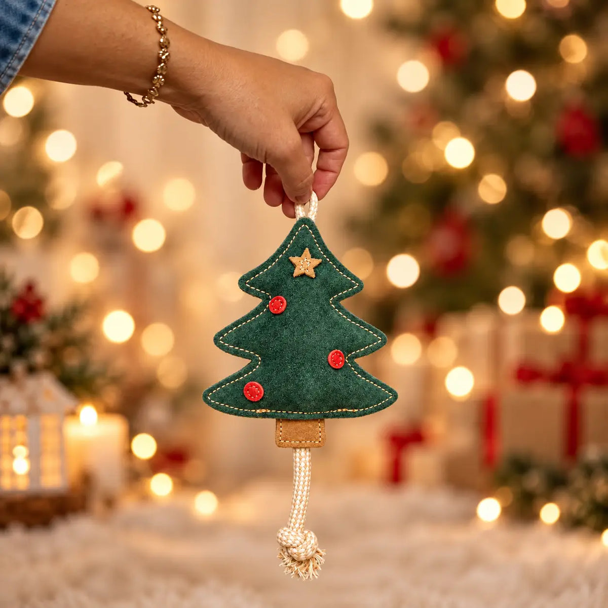 Hundespielzeug Weihnachtsbaum aus Wildleder