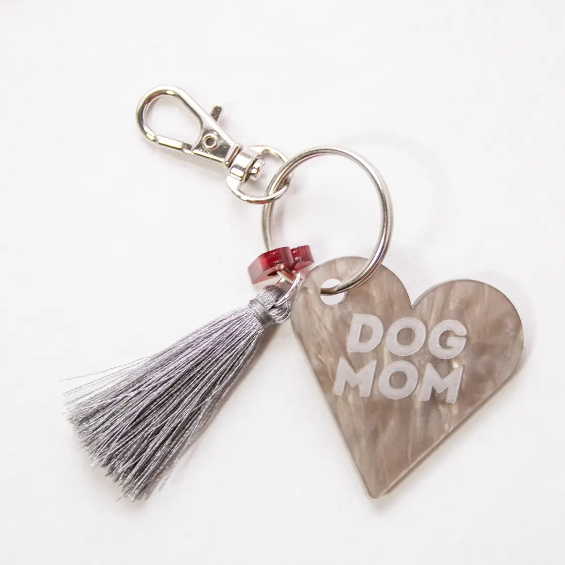 Schlüsselanhänger DOG MOM Taschenanhänger Silver