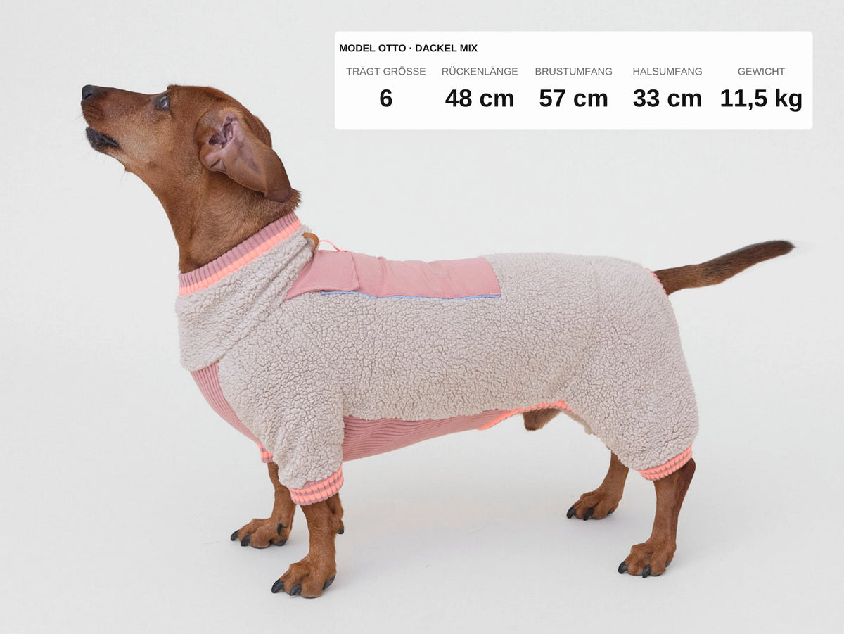 lumiies® Sport Racer Hundeoverall aus Teddy-Sherpa-Fleece Royal Rosewood