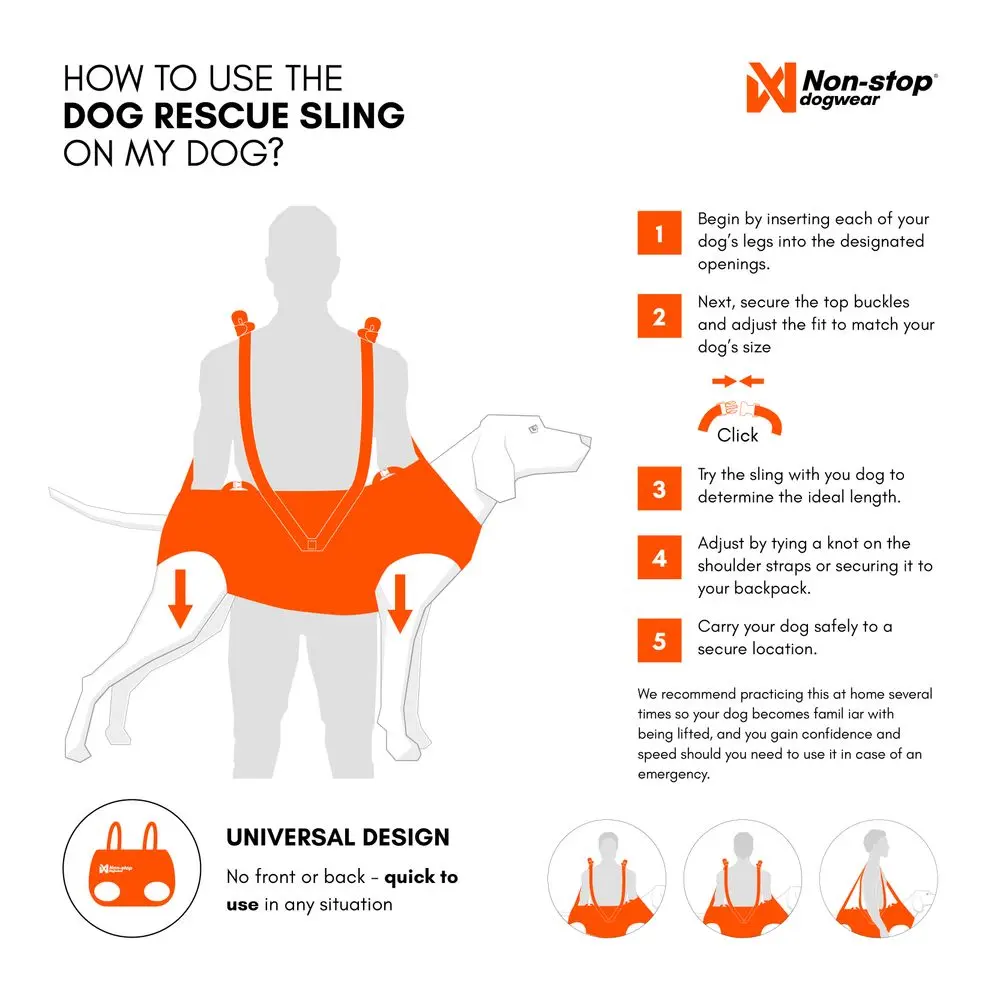 Anleitung Hundeausrüstung Dog rescue sling orange - non-stop dogwear