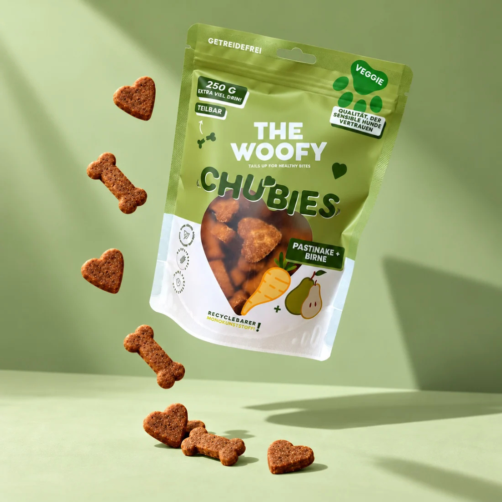 Beispielinhalt Hundesnack Veggie Chubies Pastinake & Birne - THE WOOFY