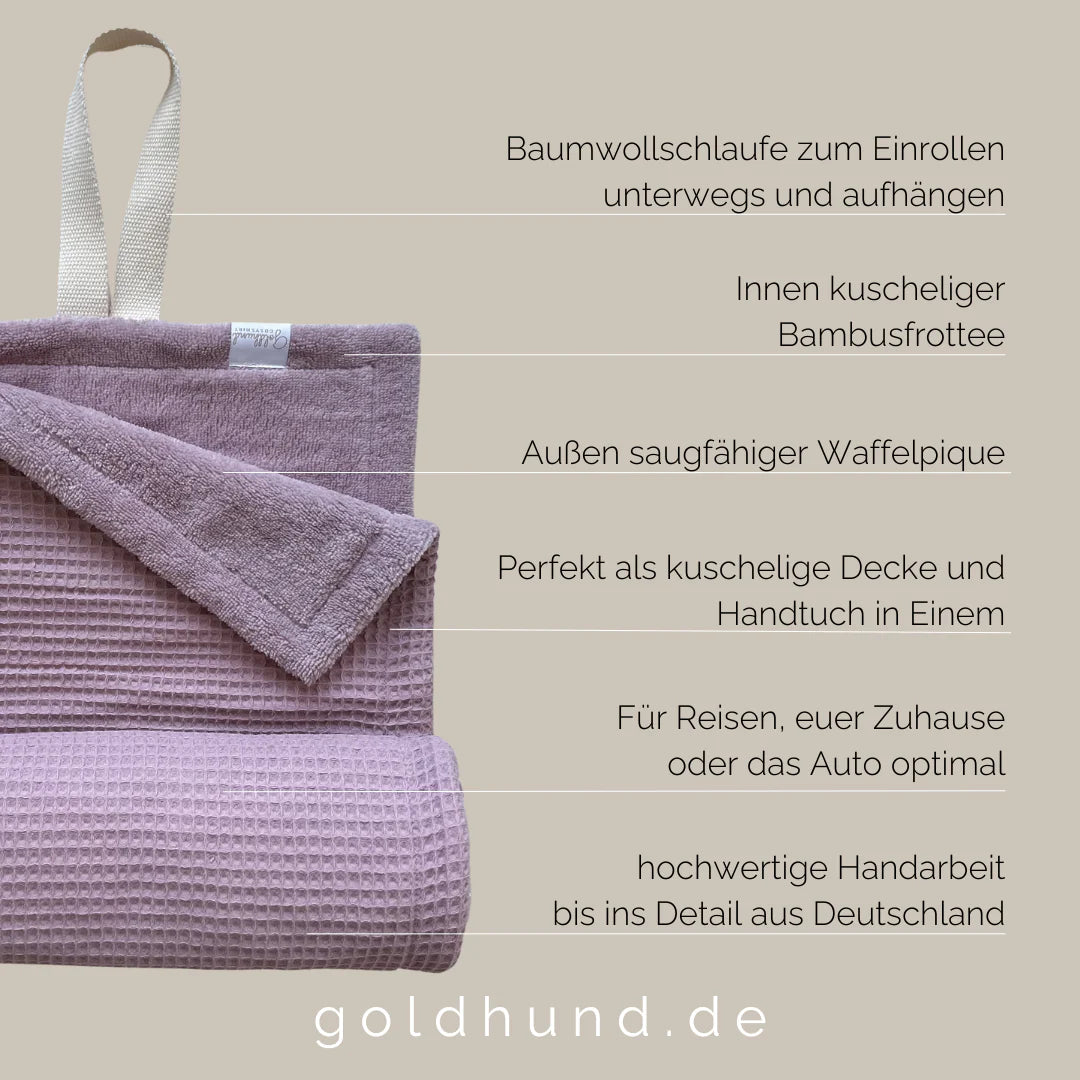 Beschreibung 2-in-1 Plaid "dry" Hundedecke & Hundehandtuch Blush - Goldhund