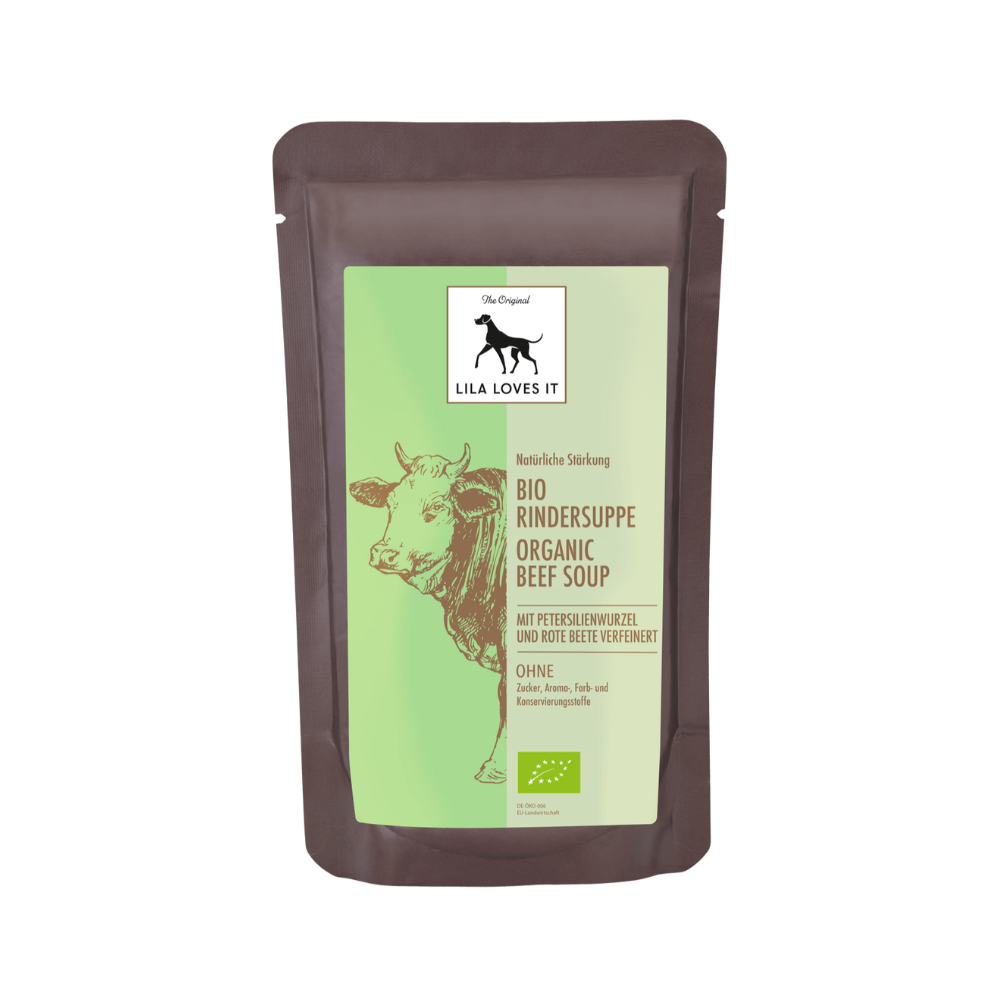 Bio-Rindersuppe 130 ml Pouch für Hunde - LILA LOVES IT