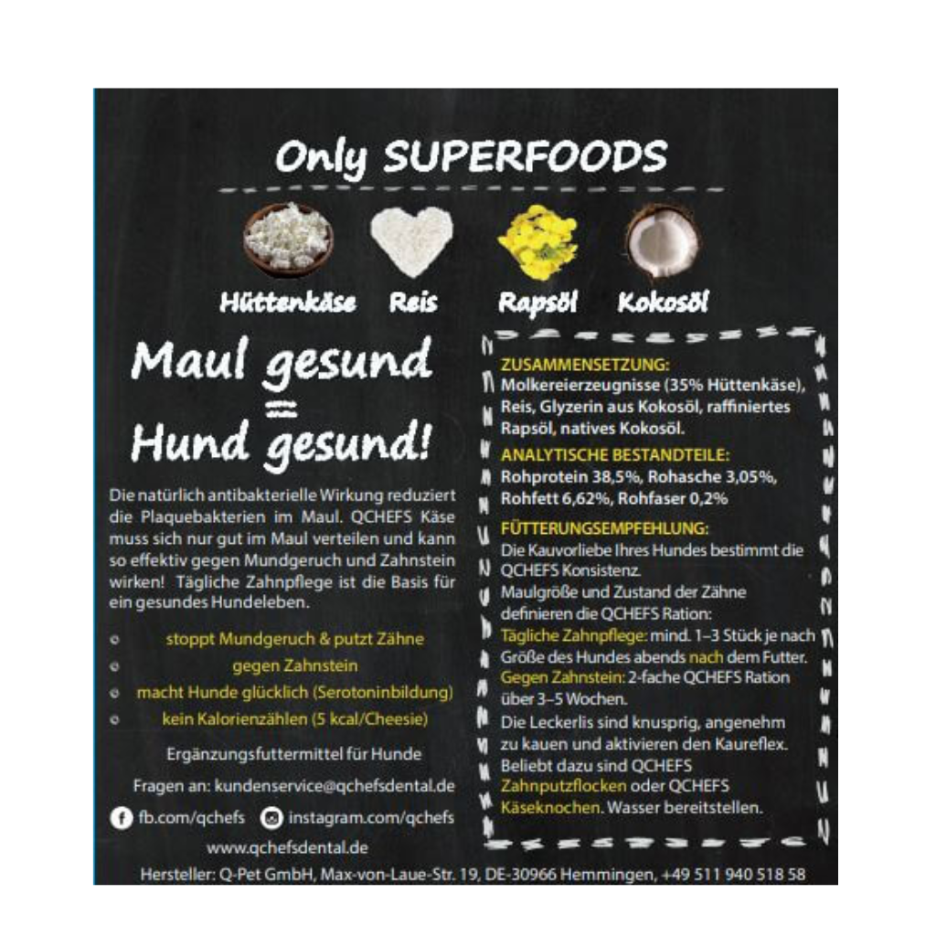 Informationen QChefs Cheesies für Hunde