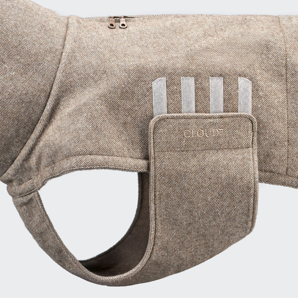 Cloud7 Hundemantel Brooklyn LONG Tweed Beige Bauchschutz mit Klettverschluss