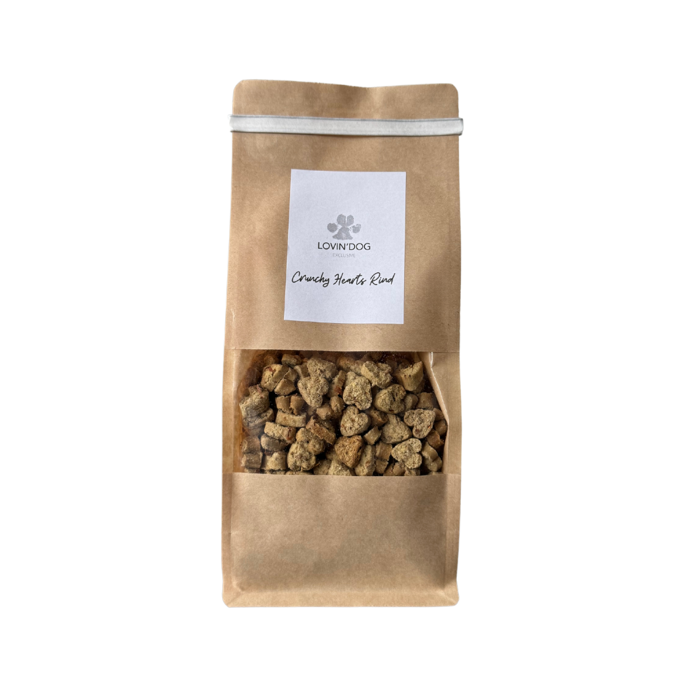Verpackung Crunchy Hearts Rind - LOVIN'DOG