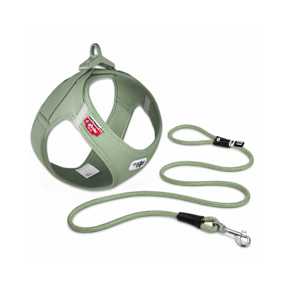 Curli Air-Mesh Geschirr & Stretch Comfort Leine Olive