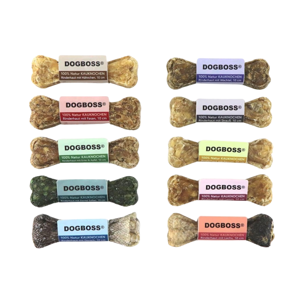 Kauknochen 100% Natur 10 Stück im Probierset 10 cm speziell für kleine Hunderassen - DOGBOSS