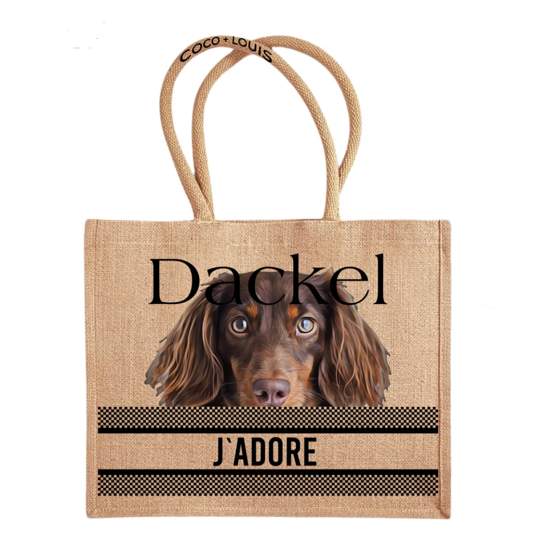 COCO + LOUIS Jute Shopper mit verschiedenen Hundemotiven
