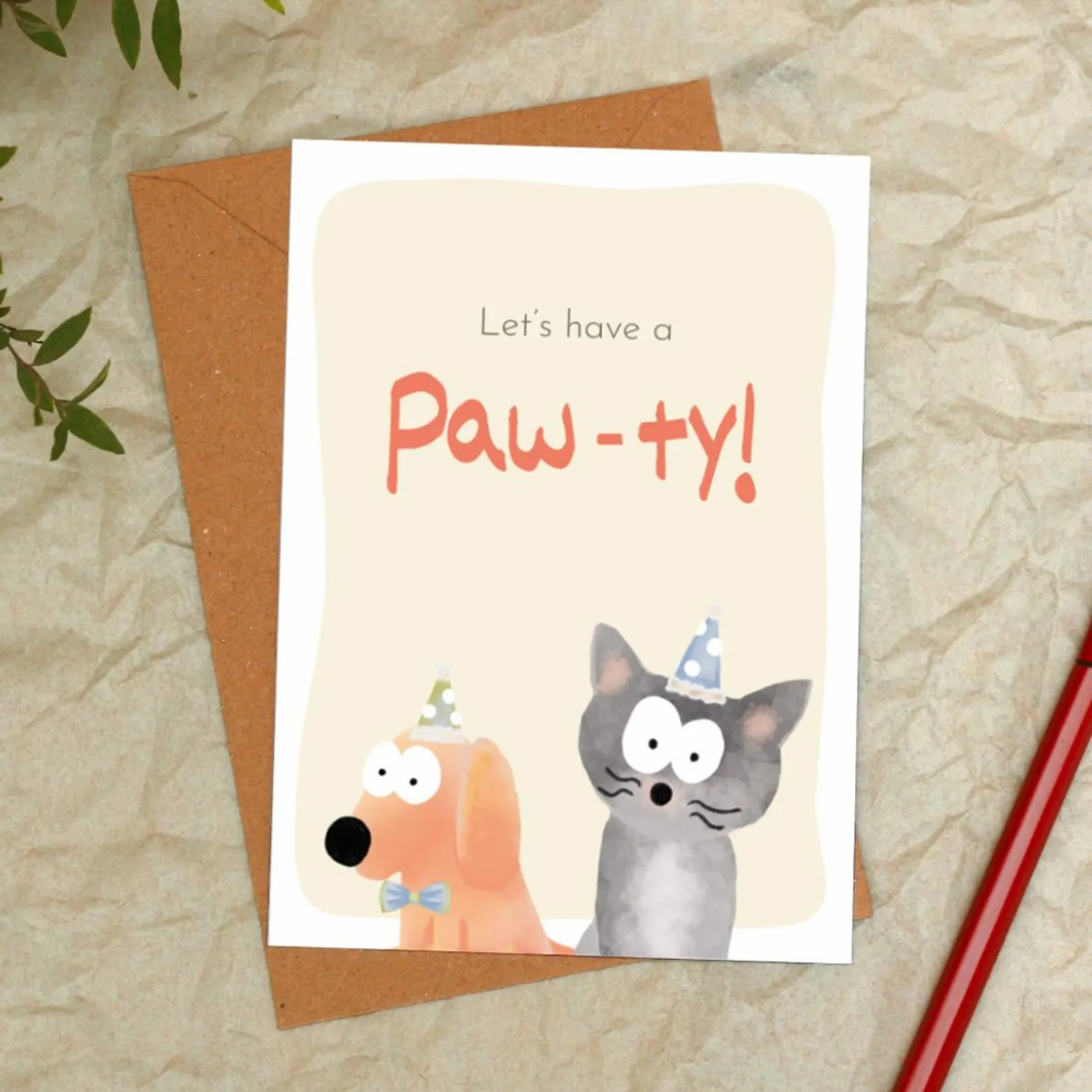 Dekobild Grußkarte Let's have a Paw-ty mit Umschlag - Buchbilderei