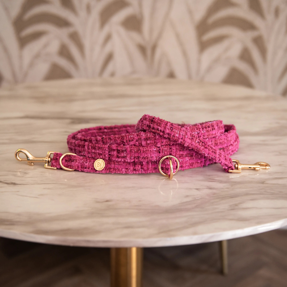 Dekobild Hundeleine Tweed CHLOE Pink verstellbar - floofs & cookies