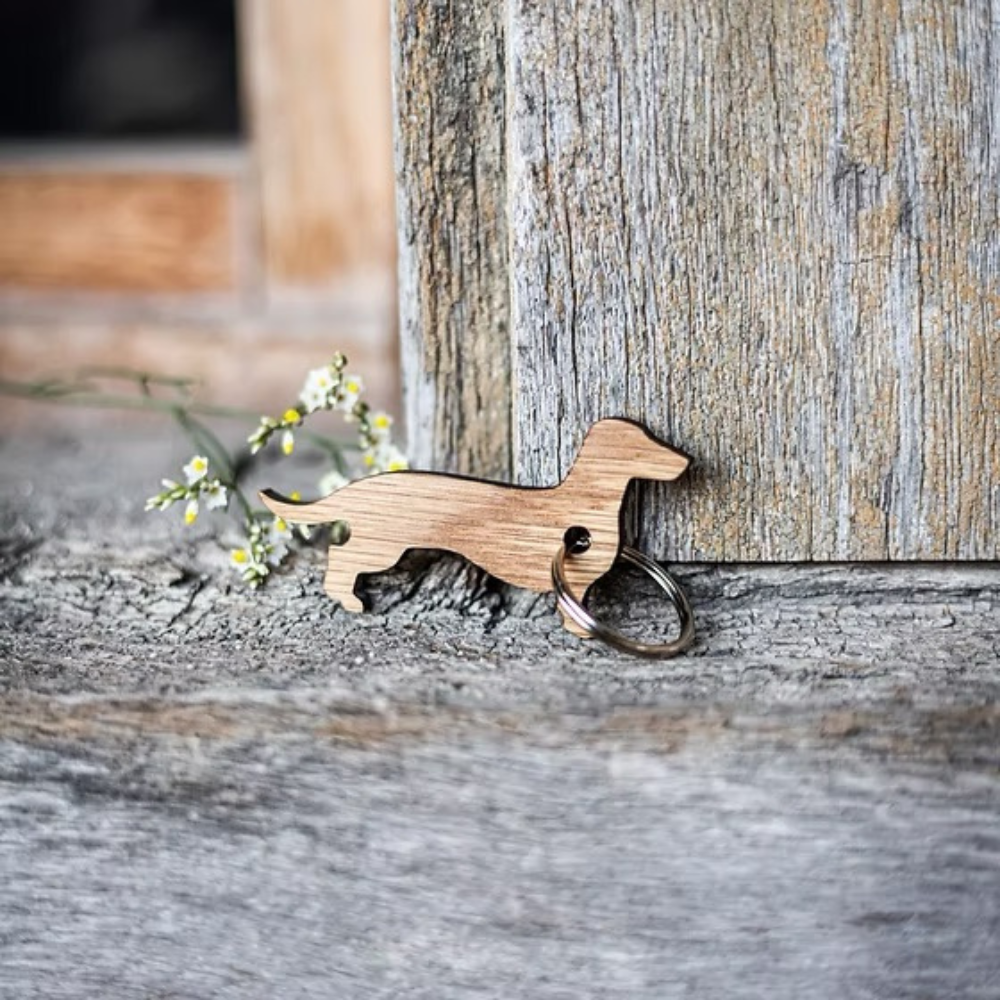 Dekobild Schlüsselanhänger Dackel aus Holz - Seesucht Manufaktur