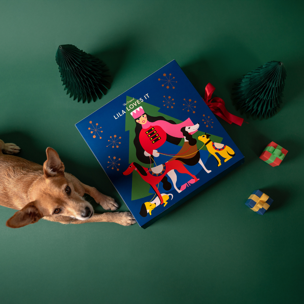 Dekobild Hund mit LILA LOVES IT Adventskalender 2025