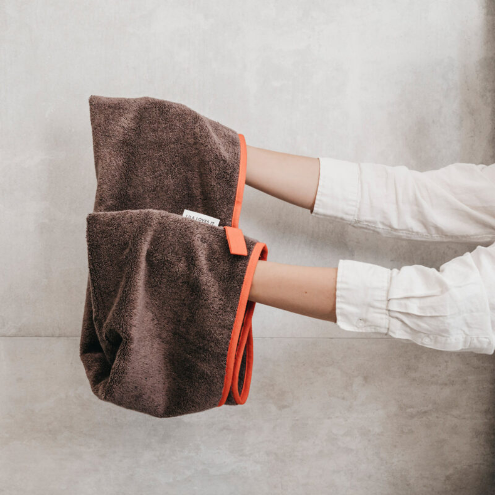 Eingriffstaschen Hundehandtuch Chocolate & Tangerine - LILA LOVES IT