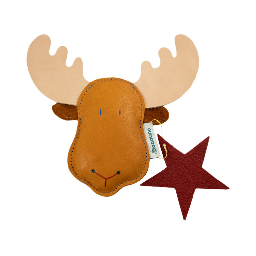 Lederspielzeug Dummy beiger Elch X-MAS Edition