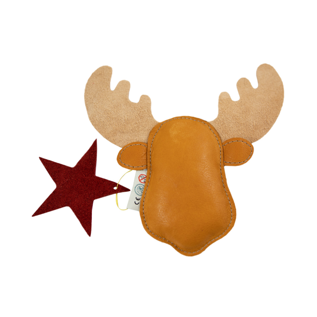 Lederspielzeug Dummy beiger Elch X-MAS Edition
