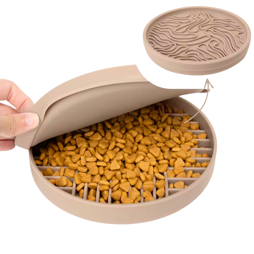 Erklärung 2er-Set Slow Feeder Bowl & Schleckmatten Aufsatz Nude - LOVIN'DOG