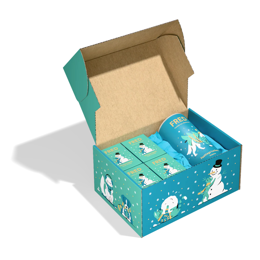 FRED Weihnachtsbox S mit Nassfutter & Leckerlis