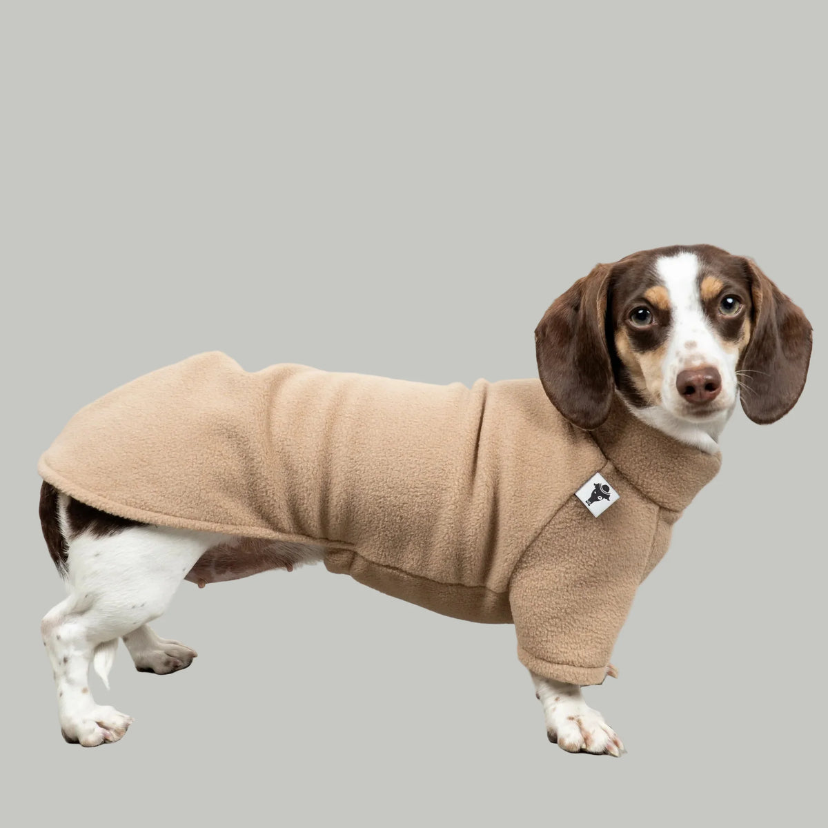 KARMA HUND Fleece Pullover für Dackel in Sand Beige