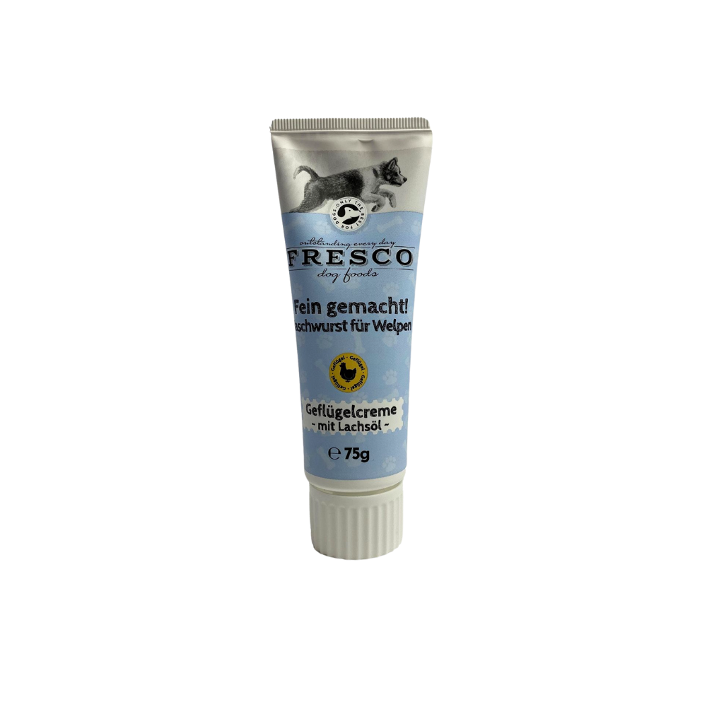 Futtertube Naschwurst Geflügelcreme mit Lachsöl für Welpen - FRESCO