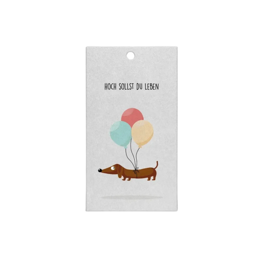 Geschenkanhänger Geburtstag Dackel Luftballons - Naturbedacht
