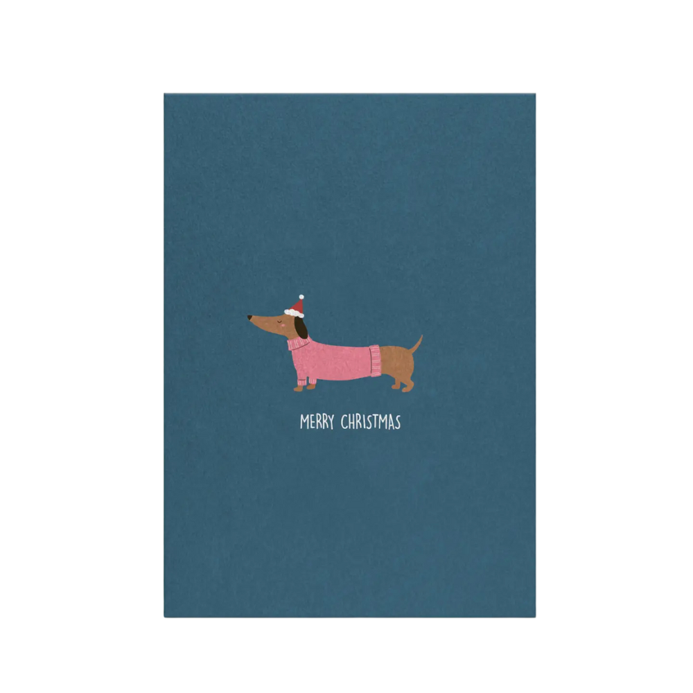 Grußkarte Dackel MERRY CHRISTMAS - Naturbedacht