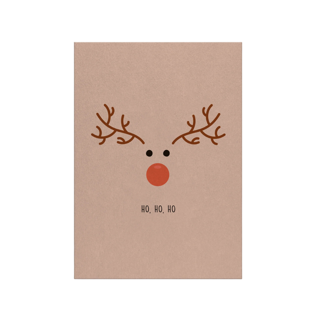 Grußkarte Rentier HO HO HO - naturbedacht