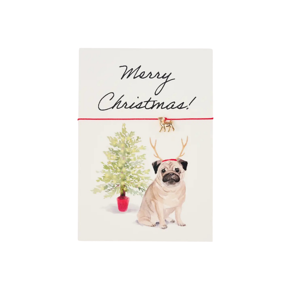 Grußkarte | Armbandkarte: Merry Christmas - Pug by Vivi.