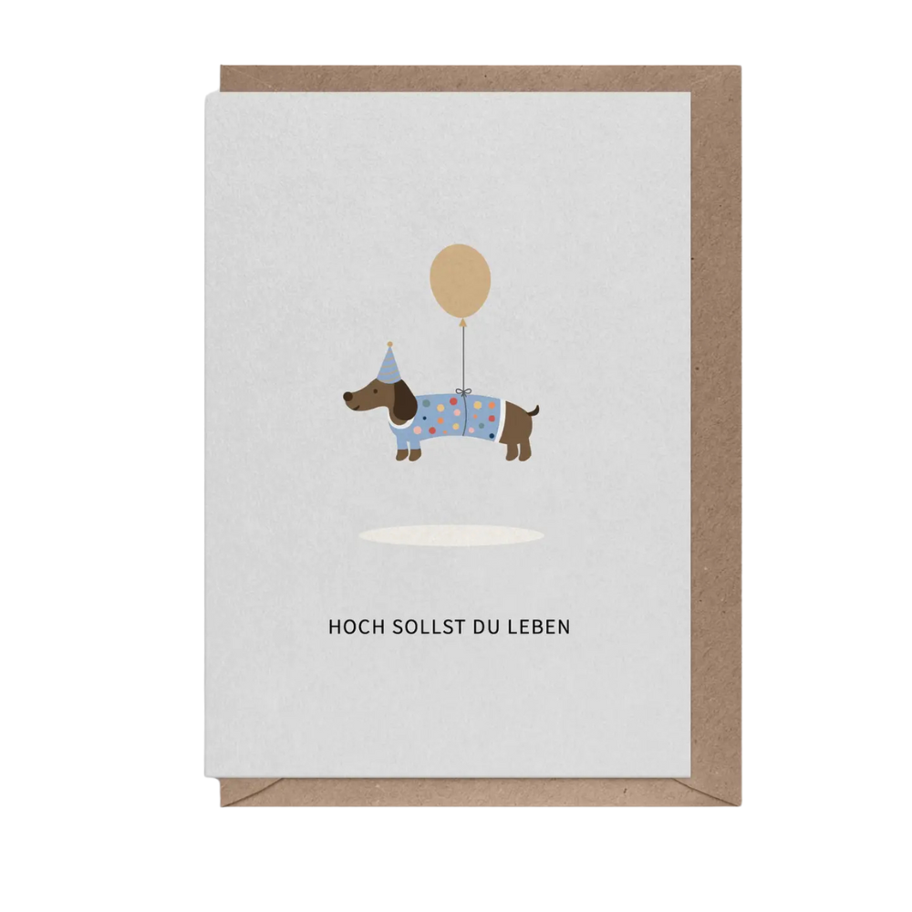 Grußkarte mit Umschlag Geburtstag Dackel Hoch sollst du leben - Naturbedacht