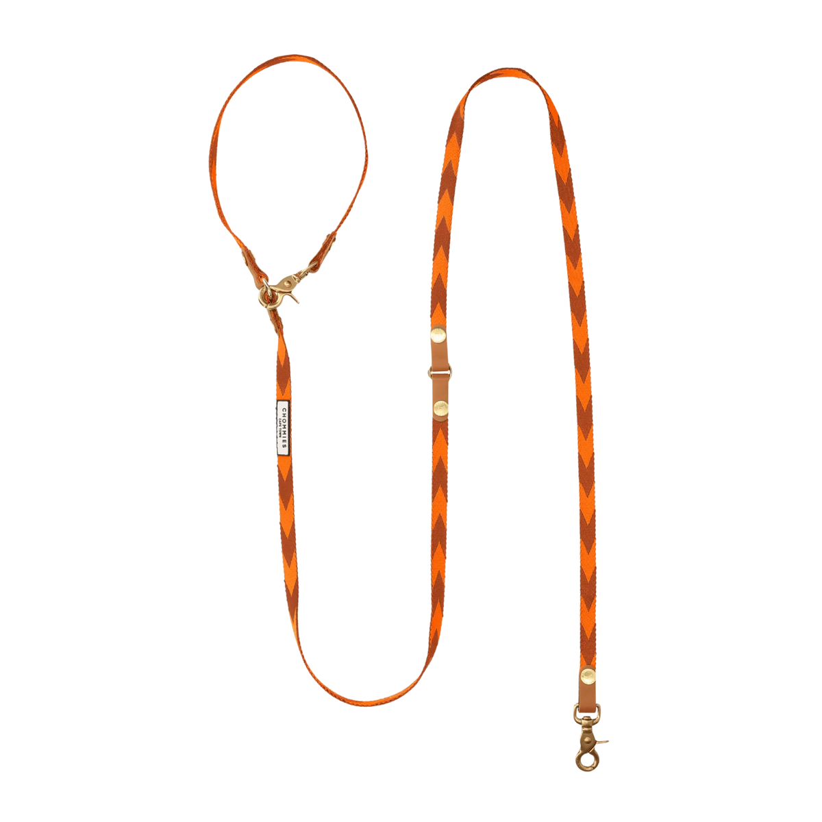 Chommies Hands-Free Dog Leash verstellbare Leine Cognac Orange Mini