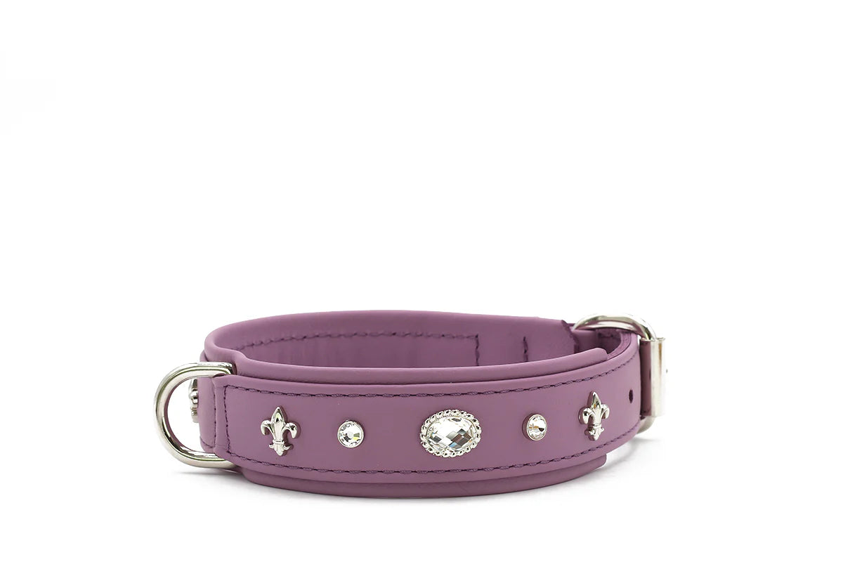 Halsband aus Leder Diamond Lavendel