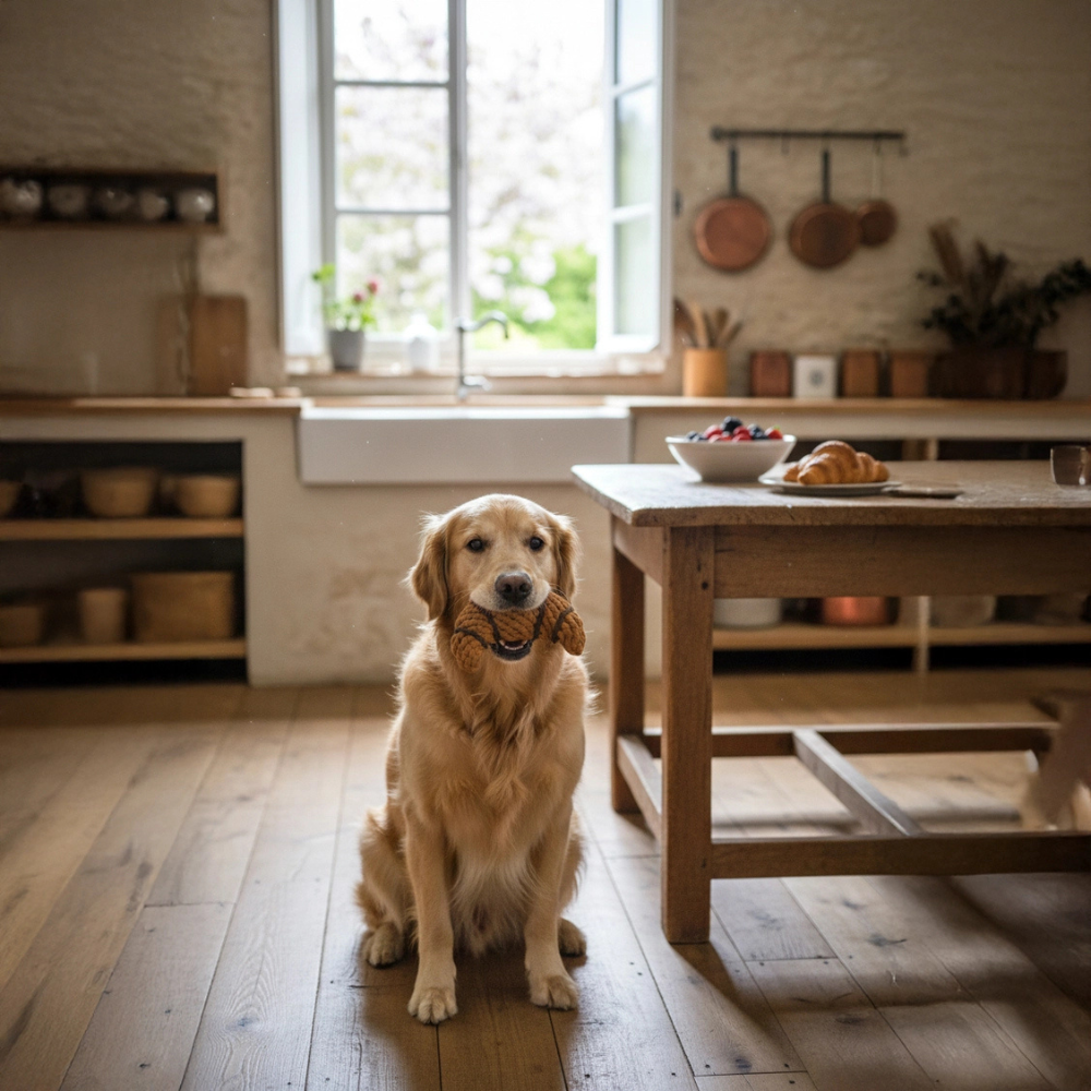 Hund mit Hundekauspielzeug Chrissy Croissant - LABONI