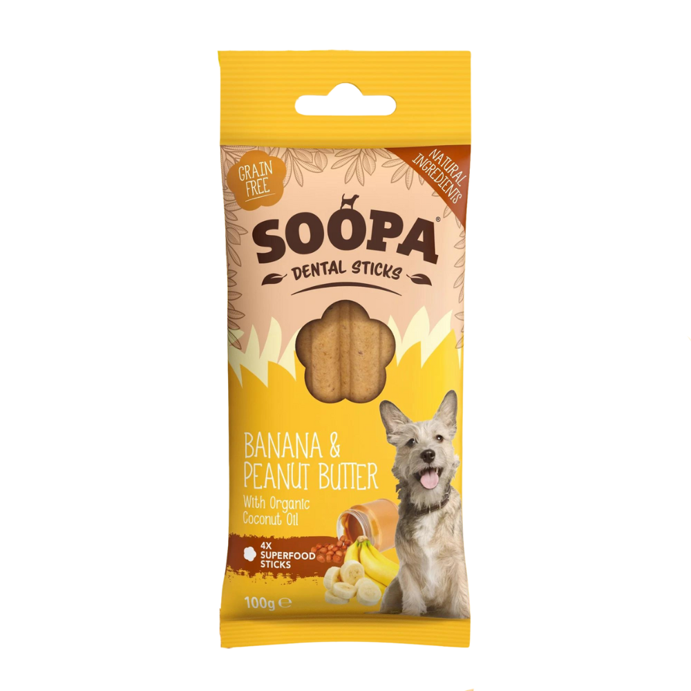 Hundeleckerli Banane & Erdnussbutter Dental Sticks - Soopa