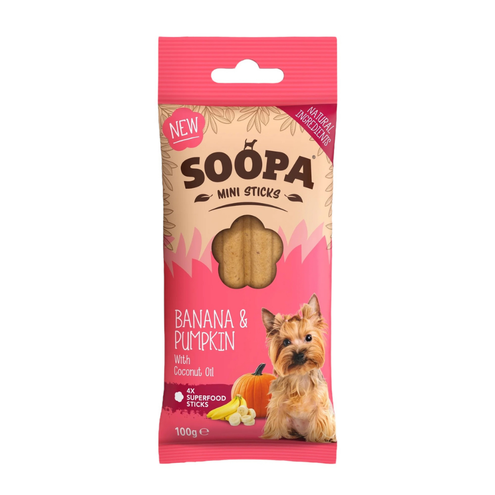 Hundeleckerli Banane & Kürbis Mini Sticks - Soopa