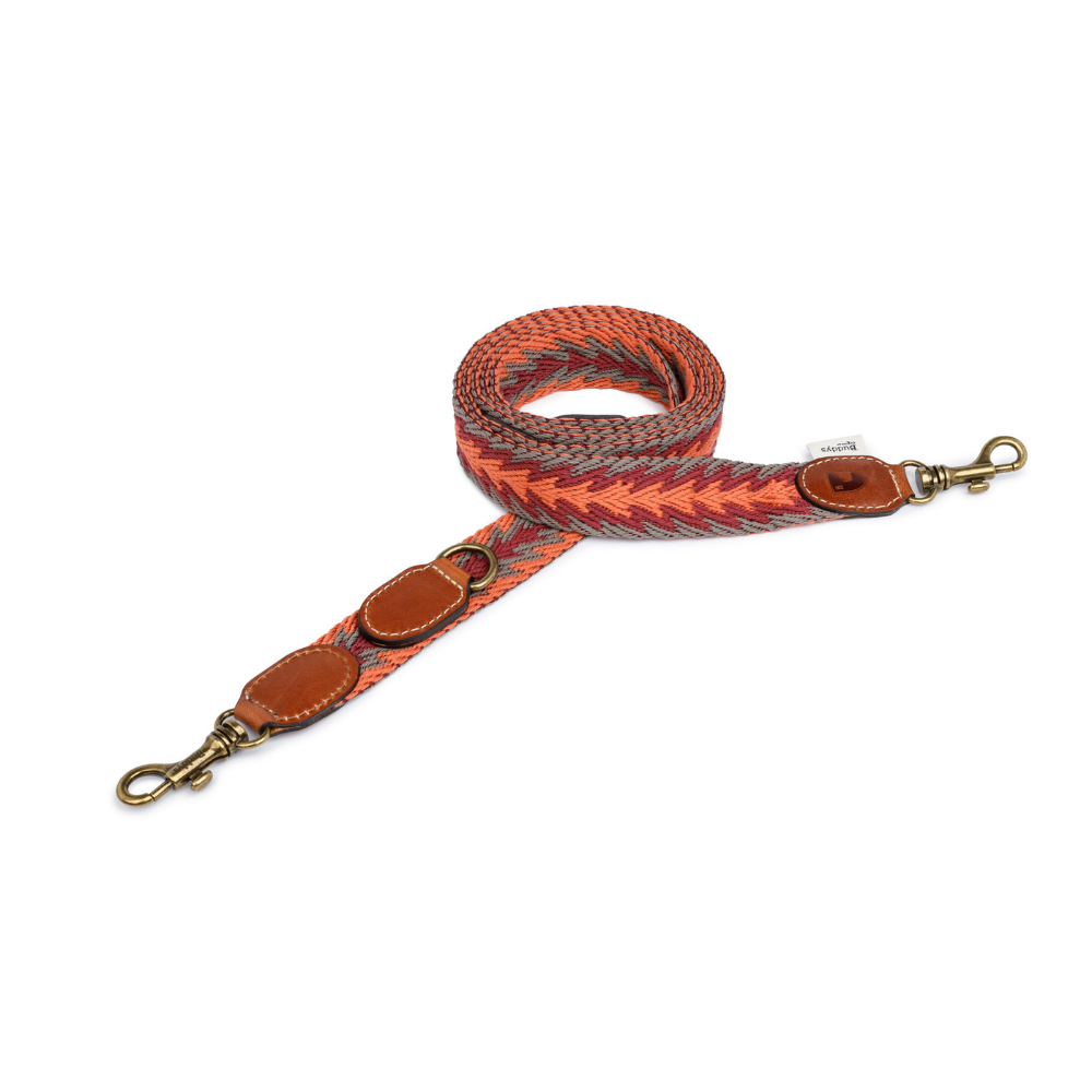 Hundeleine Peruvian Arrow ORANGE verstellbar aufgerollt - Buddys Dogwear