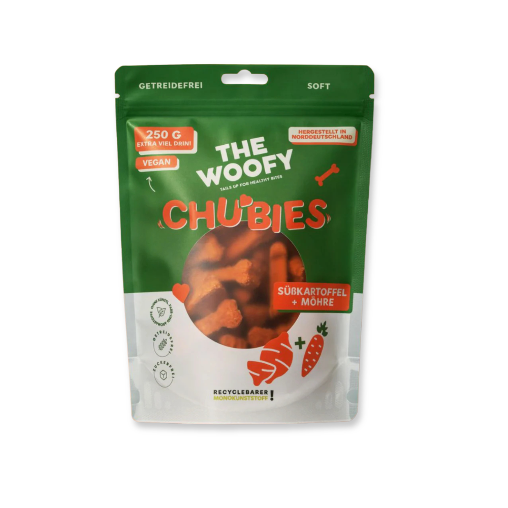 Hundesnack Veggie Chubies Süßkartoffel & Möhre - THE WOOFY
