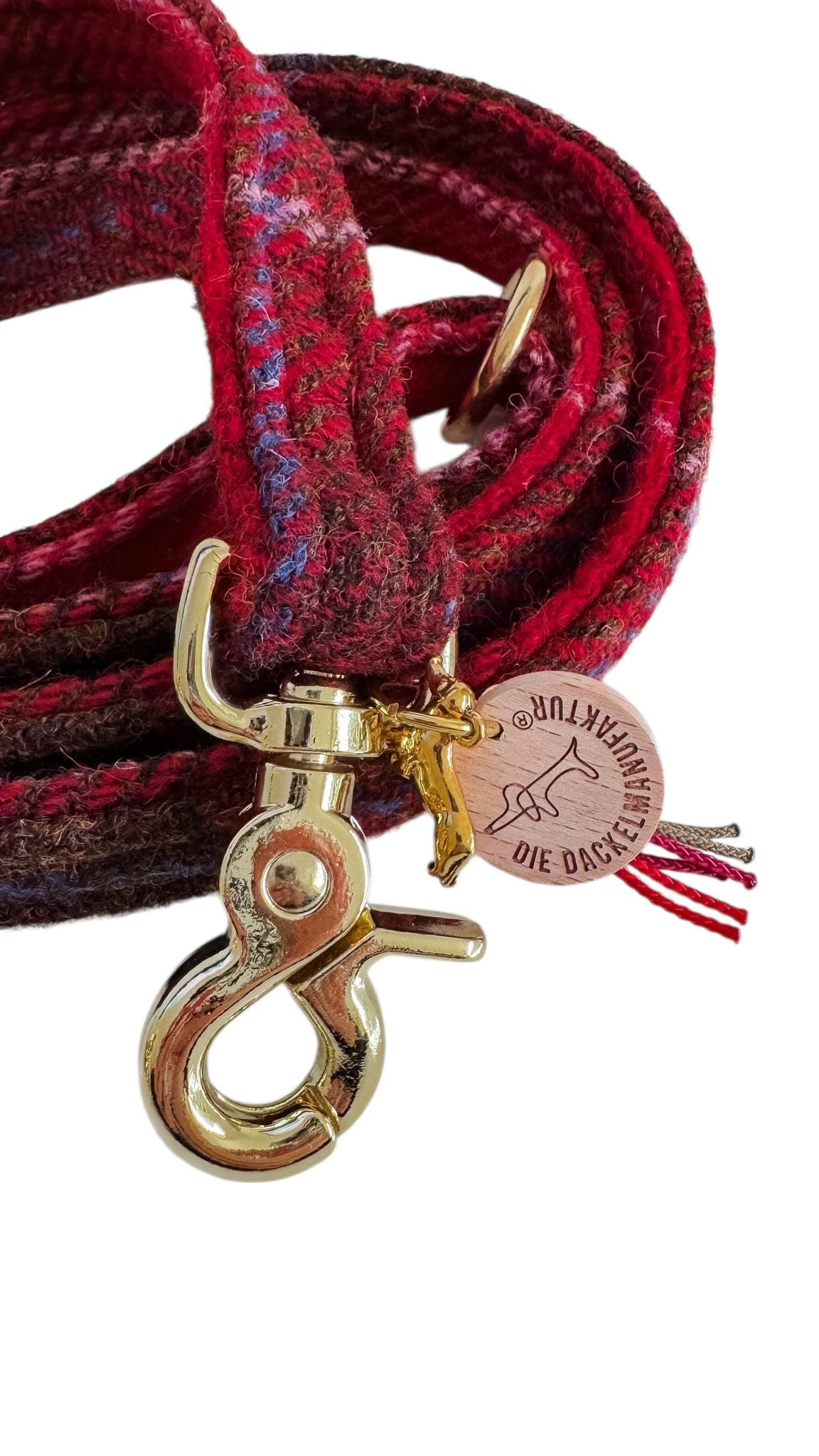 Hundeleine Harris Tweed® Dark Red ca. 1,30m