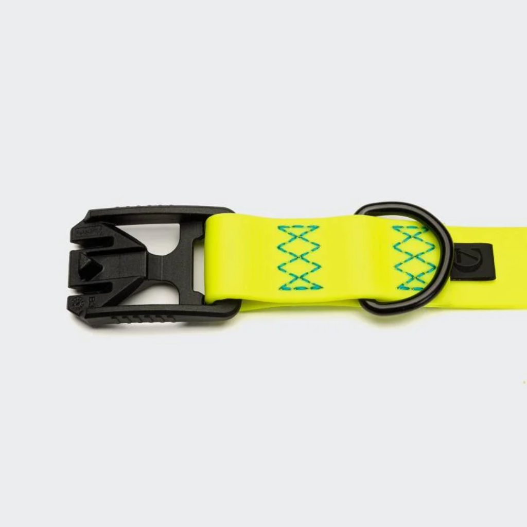 Verschluss 2 Cloud7 Hundehalsband BioThane Ipanema Neon-Yellow - Aqua