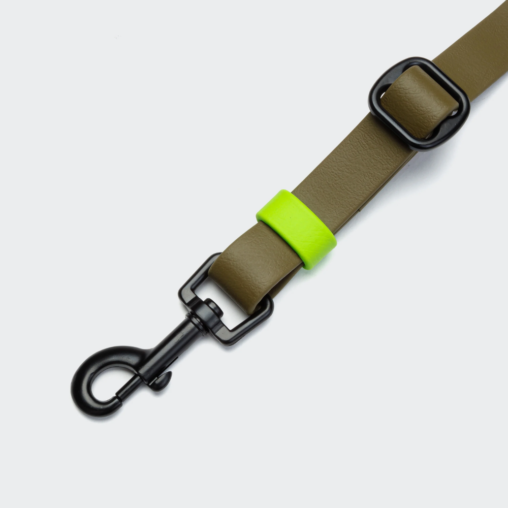 Karabiner Cloud7 Handsfree Hundeleine BioThane Ipanema Olive-Neongrün