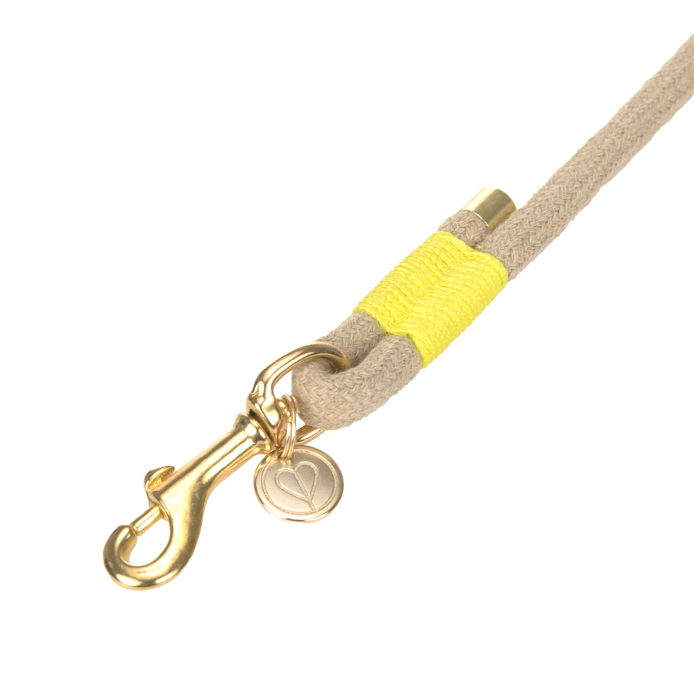 Karabiner Hundeleine MILA geflochten Natur Neon Orange - PALOPA