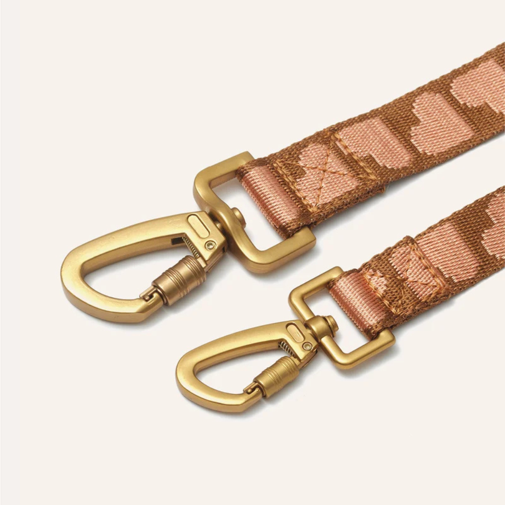 Karabinergrößen Heart Hundeleine Brown/Apricot - DOGGUO
