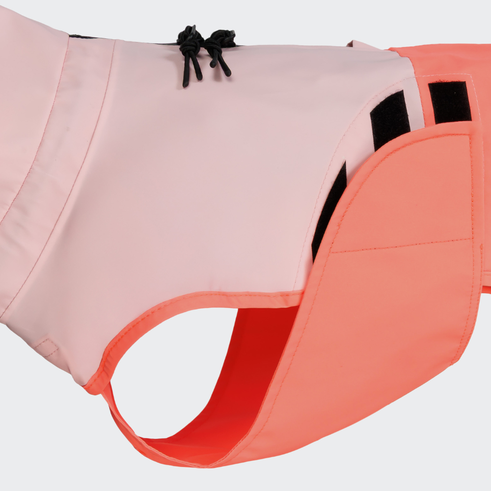 Klettverschluss Bauchschutz Cloud7 AKTIV Dackel Hunderegenmantel Peach-Neon Peach